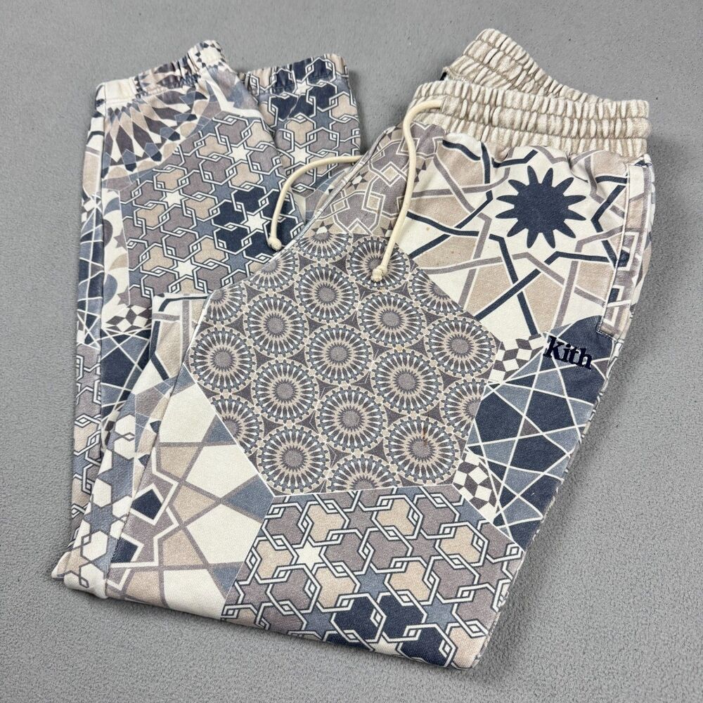 Kith Sweatpants Size L Mens Moroccan Tile Williams I Beige Blue KH6528